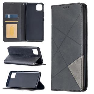 For OPPO Realme C11 Rhombus Texture Horizontal Flip Magnetic Leather Case with Holder & Card Slots(Black)