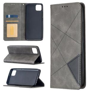 For OPPO Realme C11 Rhombus Texture Horizontal Flip Magnetic Leather Case with Holder & Card Slots(Grey)