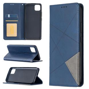 For OPPO Realme C11 Rhombus Texture Horizontal Flip Magnetic Leather Case with Holder & Card Slots(Blue)