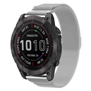 For Garmin Fenix 8/7X/6X/5X 26mm xDfind Milanese Quick Release Metal Watch Band(Silver)