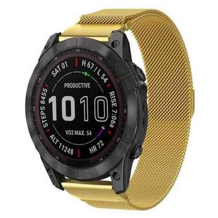 For Garmin Fenix 8/7X/6X/5X 26mm xDfind Milanese Quick Release Metal Watch Band(Gold)