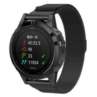 For Garmin Fenix 8/7/6/5 22mm xDfind Milanese Quick Release Metal Watch Band(Black)