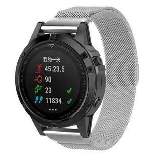 For Garmin Fenix 8/7/6/5 22mm xDfind Milanese Quick Release Metal Watch Band(Silver)