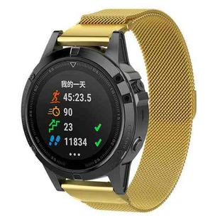 For Garmin Fenix 8/7/6/5 22mm xDfind Milanese Quick Release Metal Watch Band(Gold)