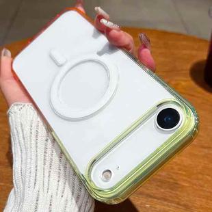 For iPhone 17 Air Contrast Color Gradient Transparent MagSafe Phone Case(Fluorescent Green + Light Pink)