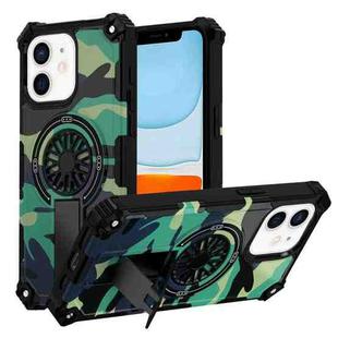 For iPhone 11 Camouflage Kickstand Rotating Shaft MagSafe Phone Case(Green Camouflage)