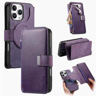 For iPhone 16 Pro Max CaseNeo MagSafe RFID Anti-theft Zipper Wallet Retro Leather Phone Case(Purple)