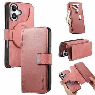 For iPhone 16 CaseNeo MagSafe RFID Anti-theft Zipper Wallet Retro Leather Phone Case(Pink)