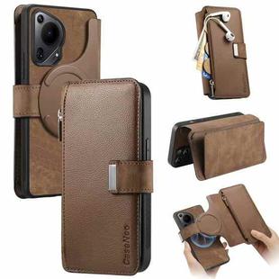 For Huawei Pura 70 Ultra CaseNeo MagSafe RFID Anti-theft Zipper Wallet Retro Leather Phone Case(Brown)