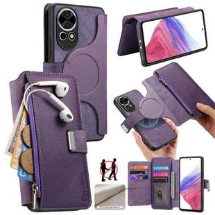 For Huawei nova 13 / 12 CaseNeo MagSafe RFID Anti-theft Zipper Wallet Retro Leather Phone Case(Purple)