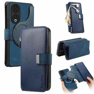 For Honor 90 CaseNeo MagSafe RFID Anti-theft Zipper Wallet Retro Leather Phone Case(Blue)