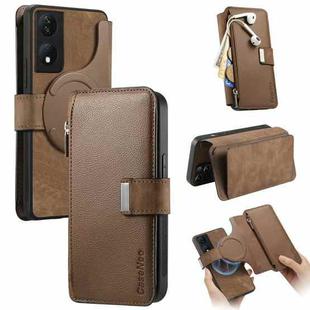 For Honor X7b CaseNeo MagSafe RFID Anti-theft Zipper Wallet Retro Leather Phone Case(Brown)