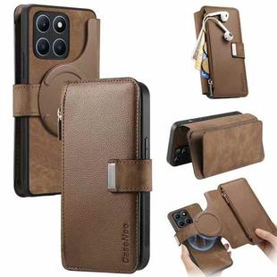 For Honor X6a CaseNeo MagSafe RFID Anti-theft Zipper Wallet Retro Leather Phone Case(Brown)