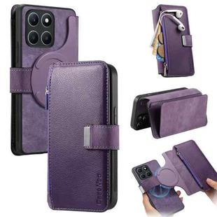 For Honor X6a CaseNeo MagSafe RFID Anti-theft Zipper Wallet Retro Leather Phone Case(Purple)