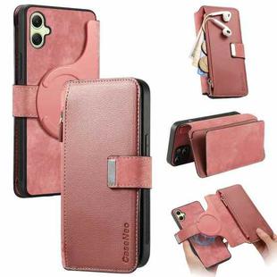 For Samsung Galaxy A06 CaseNeo MagSafe RFID Anti-theft Zipper Wallet Retro Leather Phone Case(Pink)