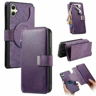 For Samsung Galaxy A06 CaseNeo MagSafe RFID Anti-theft Zipper Wallet Retro Leather Phone Case(Purple)