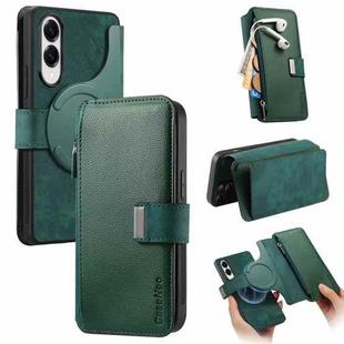 For Samsung Galaxy S25 Edge 5G CaseNeo MagSafe RFID Anti-theft Zipper Wallet Retro Leather Phone Case(Green)