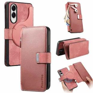 For Samsung Galaxy S25 Edge 5G CaseNeo MagSafe RFID Anti-theft Zipper Wallet Retro Leather Phone Case(Pink)