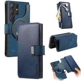 For Samsung Galaxy S25 Ultra 5G CaseNeo MagSafe RFID Anti-theft Zipper Wallet Retro Leather Phone Case(Blue)