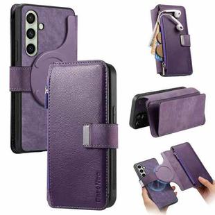 For Samsung Galaxy S24 FE 5G CaseNeo MagSafe RFID Anti-theft Zipper Wallet Retro Leather Phone Case(Purple)