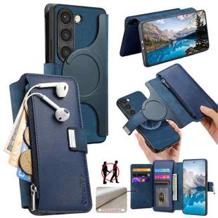 For Samsung Galaxy S23 5G CaseNeo MagSafe RFID Anti-theft Zipper Wallet Retro Leather Phone Case(Blue)