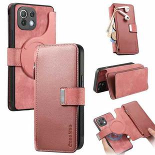 For Xiaomi Mi 11 Lite CaseNeo MagSafe RFID Anti-theft Zipper Wallet Retro Leather Phone Case(Pink)