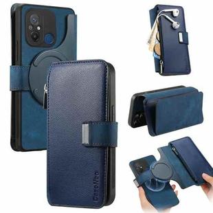 For Redmi 12C CaseNeo MagSafe RFID Anti-theft Zipper Wallet Retro Leather Phone Case(Blue)