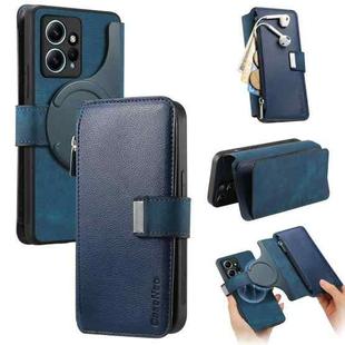 For Redmi Note 12 4G Global CaseNeo MagSafe RFID Anti-theft Zipper Wallet Retro Leather Phone Case(Blue)