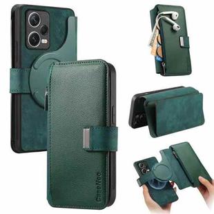 For Redmi Note 12 Pro+ 5G CaseNeo MagSafe RFID Anti-theft Zipper Wallet Retro Leather Phone Case(Green)