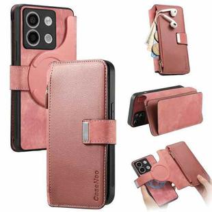 For Redmi Note 13 Pro 5G CaseNeo MagSafe RFID Anti-theft Zipper Wallet Retro Leather Phone Case(Pink)