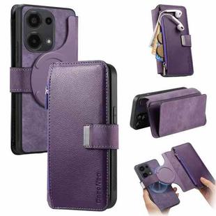 For Redmi Note 13 Pro 4G CaseNeo MagSafe RFID Anti-theft Zipper Wallet Retro Leather Phone Case(Purple)