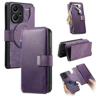 For Redmi Note 13 Pro+ CaseNeo MagSafe RFID Anti-theft Zipper Wallet Retro Leather Phone Case(Purple)
