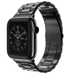 For Apple Watch 42 / 44 / 45 / 46 / 49mm xDfind Three Beads Fold Buckle Stainless Steel Watch Band(Black)