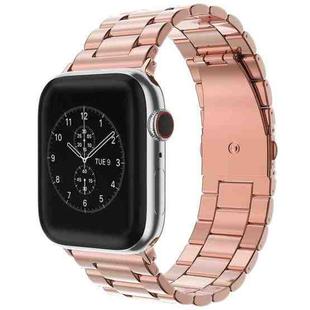For Apple Watch 42 / 44 / 45 / 46 / 49mm xDfind Three Beads Fold Buckle Stainless Steel Watch Band(Rose Gold)