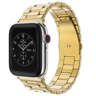 For Apple Watch 38 / 40 / 41 / S10 42mm xDfind Three Beads Fold Buckle Stainless Steel Watch Band(Gold)