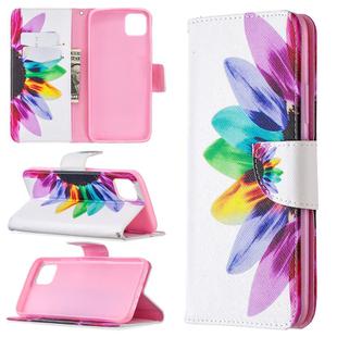 For OPPO Realme C11 Colored Drawing Pattern Horizontal Flip Leather Case with Holder & Card Slots & Wallet(Sun Flower)