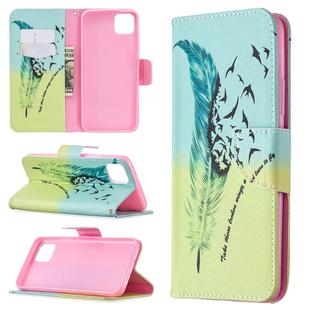 For OPPO Realme C11 Colored Drawing Pattern Horizontal Flip Leather Case with Holder & Card Slots & Wallet(Feather)