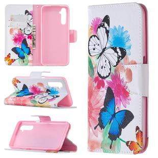 For OPPO Realme 6 Colored Drawing Pattern Horizontal Flip Leather Case with Holder & Card Slots & Wallet(Butterflies)