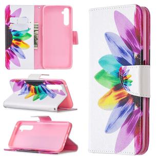 For OPPO Realme 6 Pro Colored Drawing Pattern Horizontal Flip Leather Case with Holder & Card Slots & Wallet(Sun Flower)
