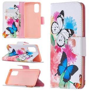 For OPPO Reno4 Pro 5G Colored Drawing Pattern Horizontal Flip Leather Case with Holder & Card Slots & Wallet(Butterflies)