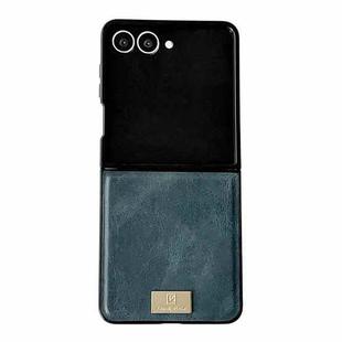 For Samsung Galaxy Z Flip7 5G Crazy Horse Texture PU Phone Case(Blue)