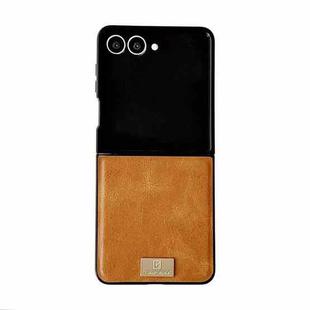 For Samsung Galaxy Z Flip7 5G Crazy Horse Texture PU Phone Case(Orange)