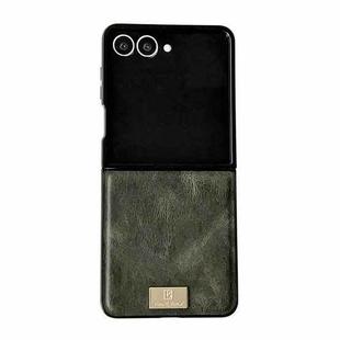 For Samsung Galaxy Z Flip7 5G Crazy Horse Texture PU Phone Case(Green)