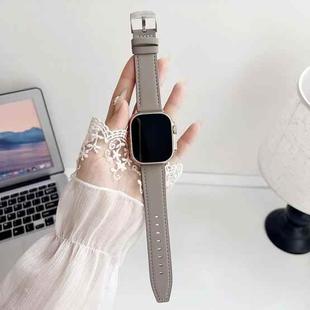 For Apple Watch 42 / 44 / 45 / 46 / 49mm xDfind Black Shark Fine Grain Leather Watch Band(Grey)
