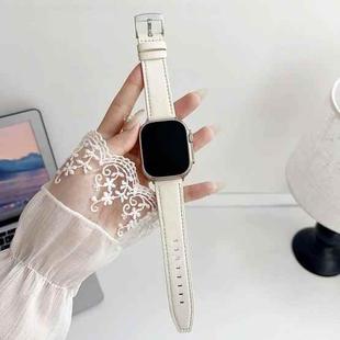 For Apple Watch 38 / 40 / 41 / S10 42mm xDfind Black Shark Fine Grain Leather Watch Band(Creamy White)