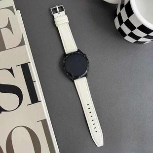 20mm xDfind Flat Head Black Shark Fine Grain Leather Watch Band(Creamy White)