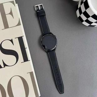 22mm xDfind Flat Head Black Shark Fine Grain Leather Watch Band(Black)