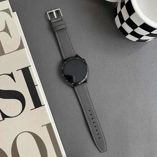 22mm xDfind Flat Head Black Shark Fine Grain Leather Watch Band(Dark Grey)