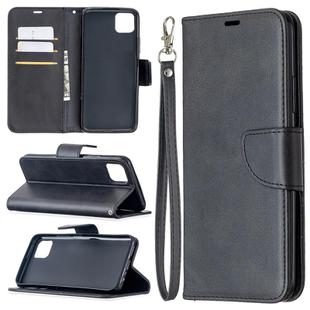 For OPPO Realme C11 Retro Lambskin Texture Pure Color Horizontal Flip PU Leather Case, with Holder & Card Slots & Wallet & Lanyard(Black)