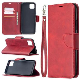 For OPPO Realme C11 Retro Lambskin Texture Pure Color Horizontal Flip PU Leather Case, with Holder & Card Slots & Wallet & Lanyard(Red)